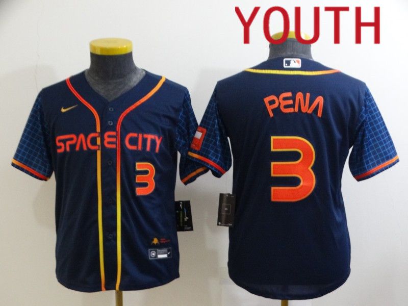 Youth Houston Astros #3 Pena Blue City Edition Game Nike 2022 MLB Jersey->youth mlb jersey->Youth Jersey